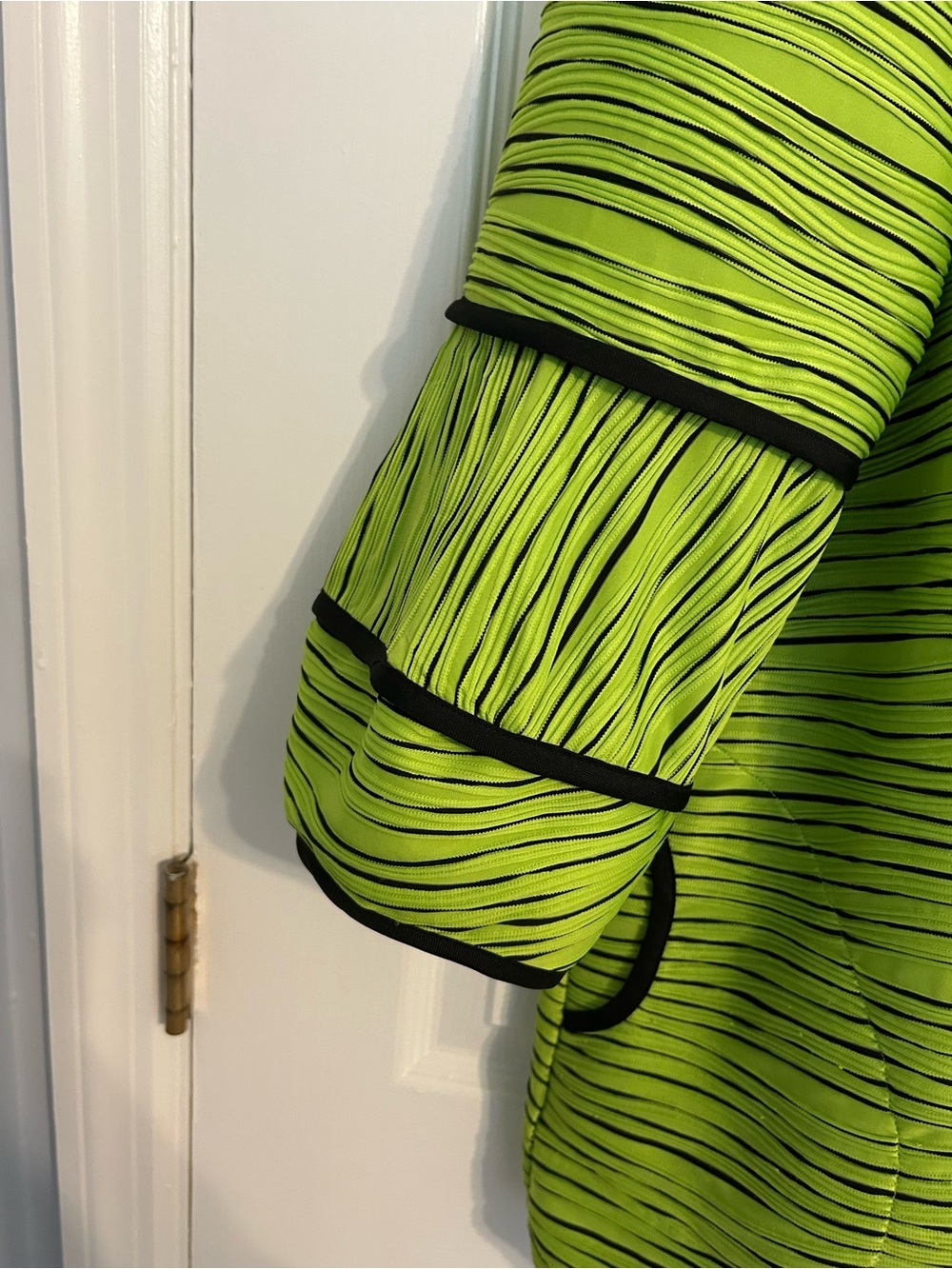 Multiples Lime Green and Black Striped Button Jacket - Picture 3 of 5
